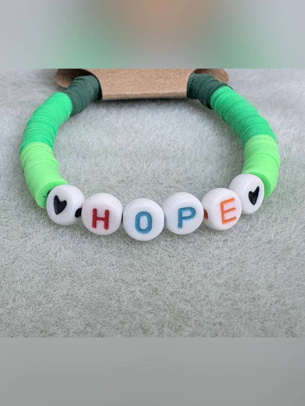 HOPE beaded 6.5” bracelet multi color green. Ask about customization of bracelet